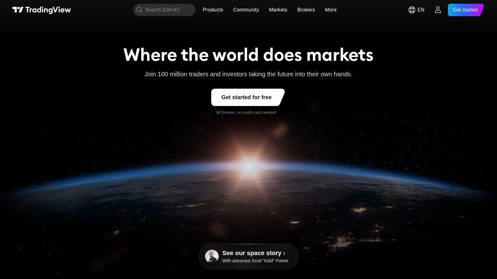 TradingView homepage, October 2026