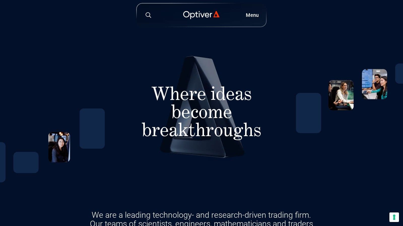 Optiver homepage, October 2026