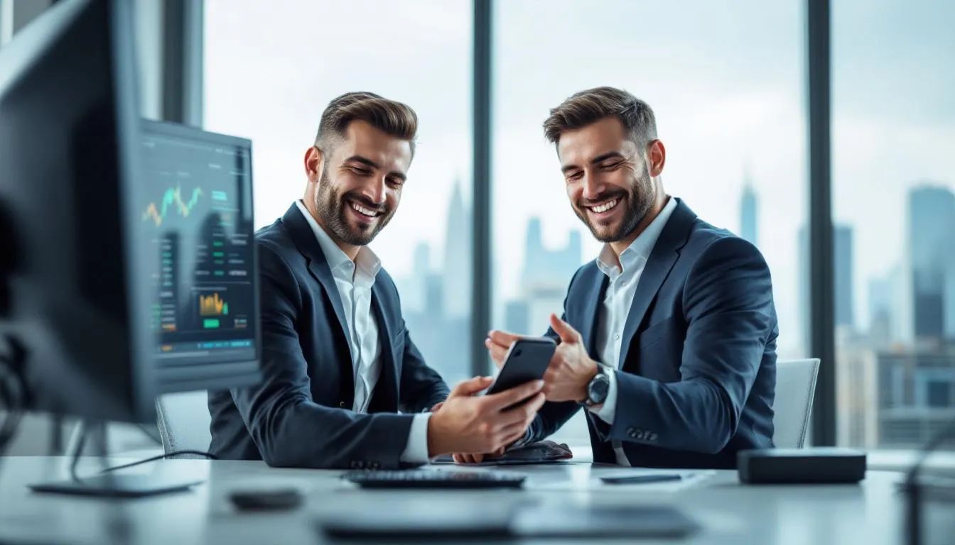 A successful profit trader is joyfully celebrating a recent profit withdrawal on their mobile device, showcasing their trading account's impressive performance. The image captures the excitement of achieving financial goals through effective risk management and disciplined trading strategies.