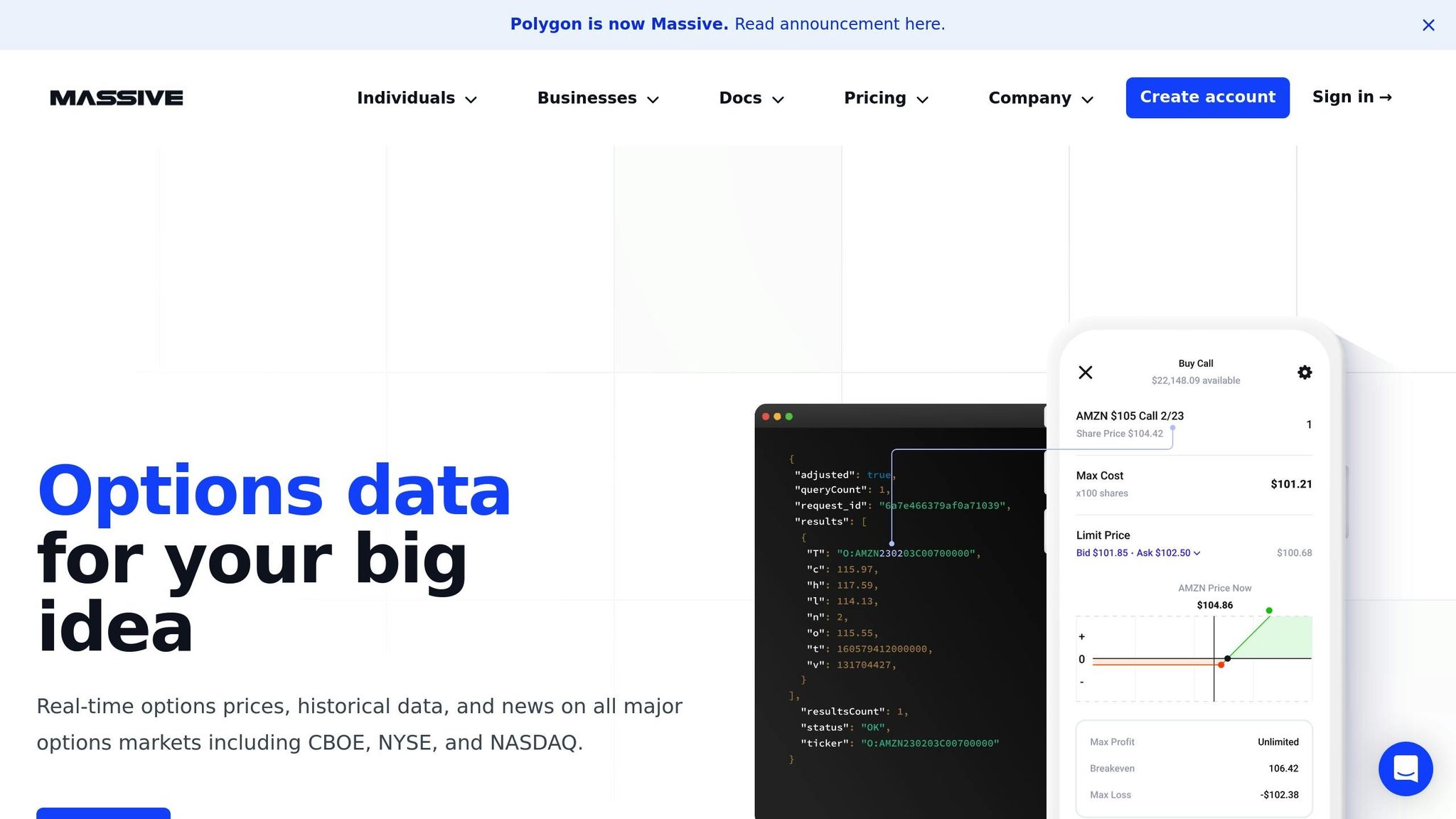 Massive Options Market Data API